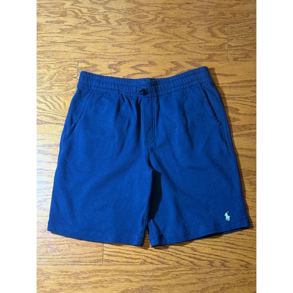 POLO Ralph Lauren Boys Bermuda Shorts Elastic Waist Navy Blue Sz L (14-16) EUC